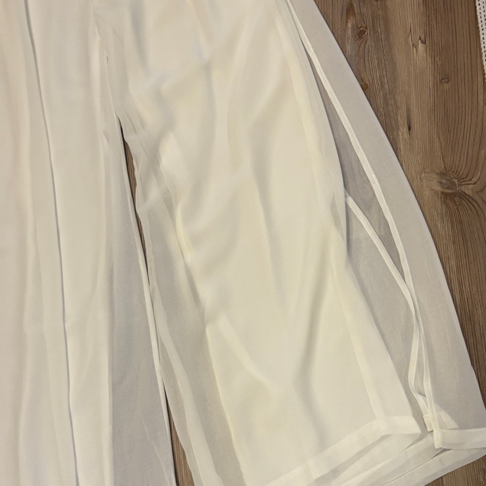 Miilla Clothing Sheer Cream Wide-Leg Pants - Picture 3 of 5